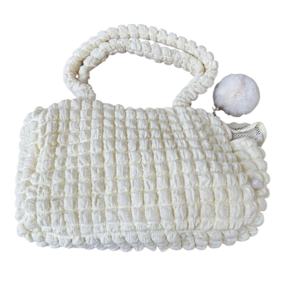 Cozy Cream Chic Pretty Stylish and Comfy Quilted Puppy Dog Pet Carrier and Purse
